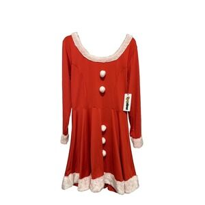 Tipsy Elves Womens Mrs Claus Christmas Dress Red Zip Up Santa Dress XXL NWT #251